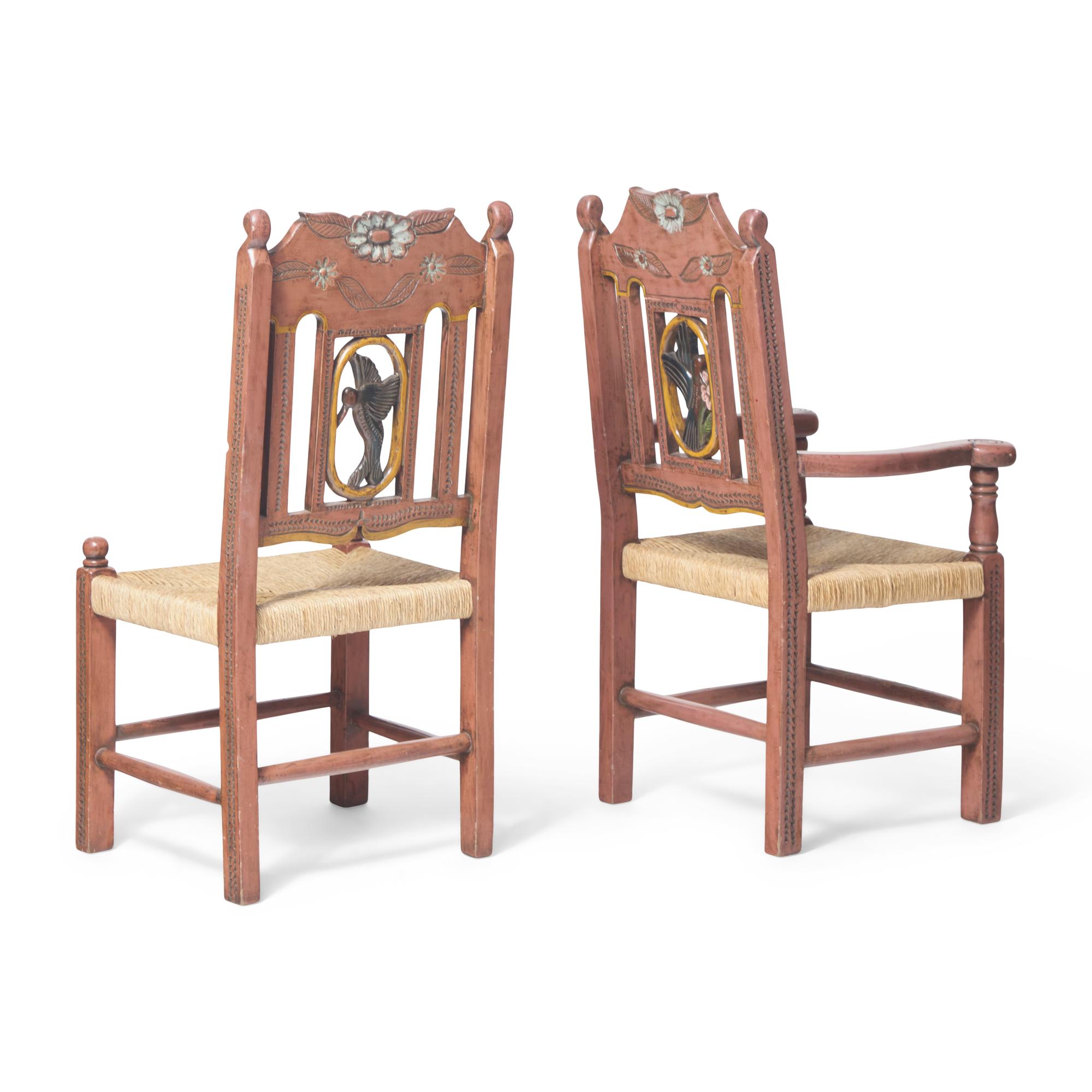 MacKenzie Childs 20th Century — A set of seven armchairs, c. 1983