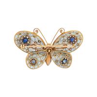 EVELYN CLOTHIER, SAPPHIRE, DIAMOND AND PLIQUE-À-JOUR ENAMEL BUTTERFLY BROOCH