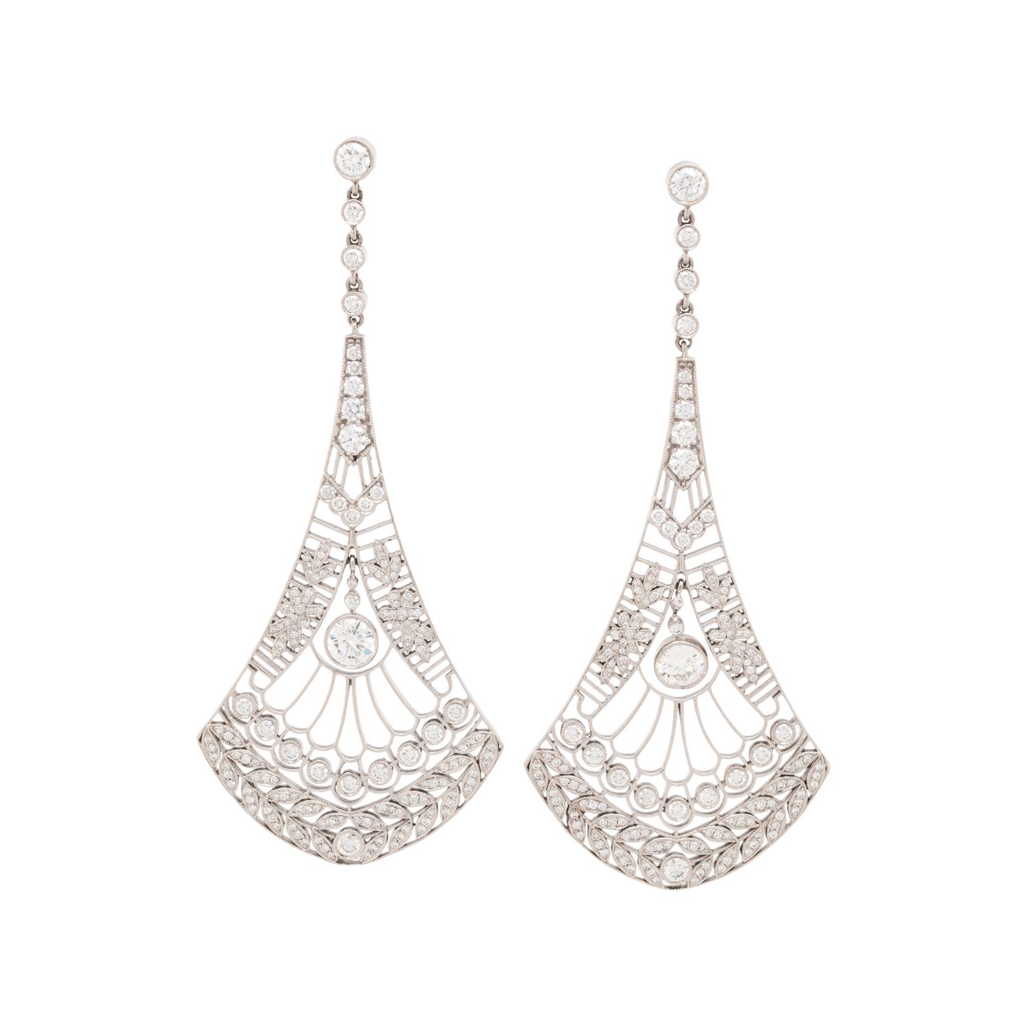 TIFFANY & CO., DIAMOND 'ARCHIVAL FAN' EARRINGS