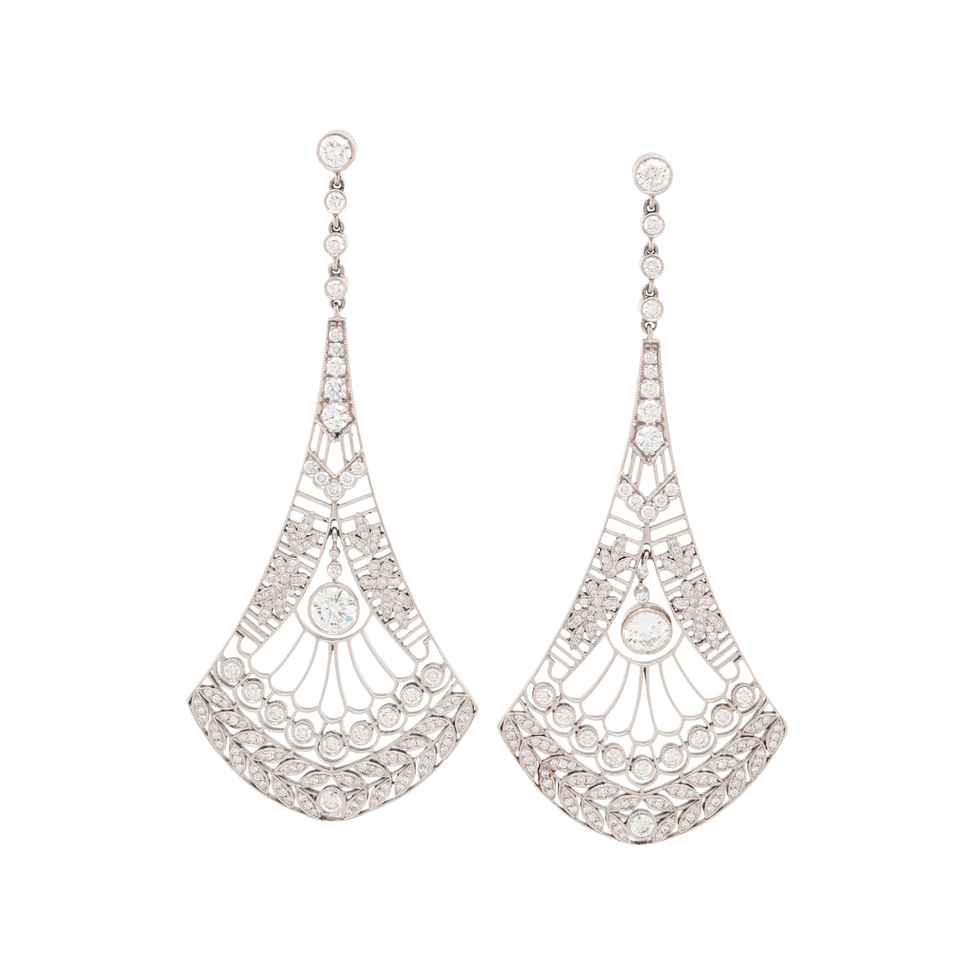 TIFFANY & CO., DIAMOND 'ARCHIVAL FAN' EARRINGS