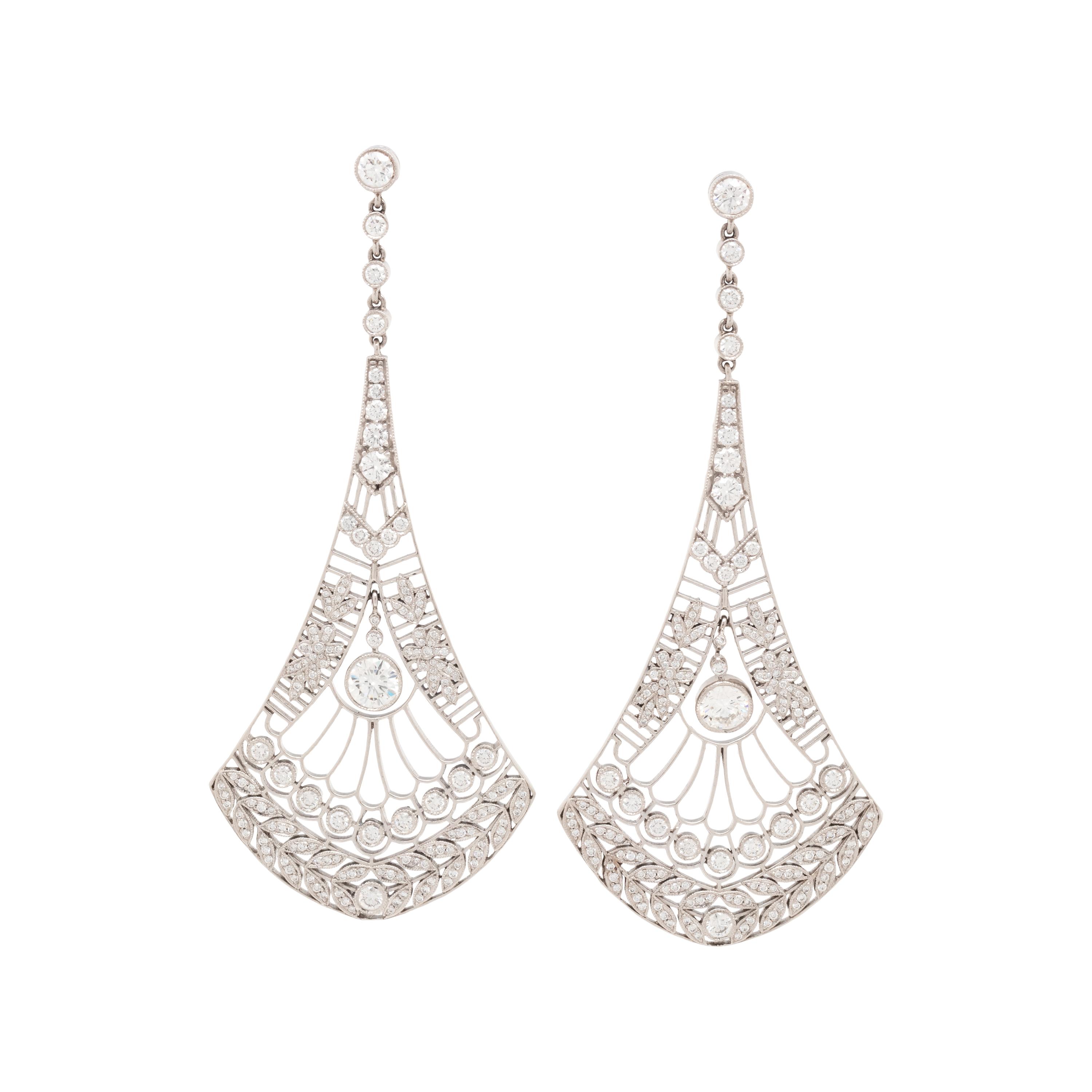 TIFFANY & CO., DIAMOND 'ARCHIVAL FAN' EARRINGS