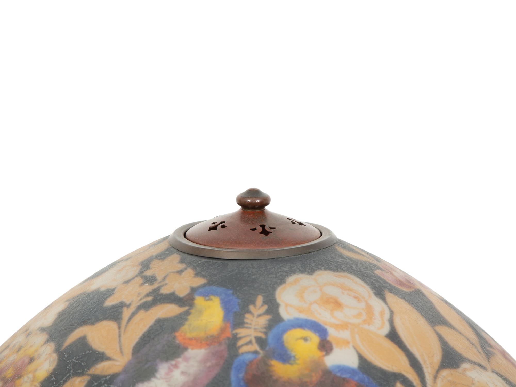 A Handel Reverse Painted Parrot Table Lamp