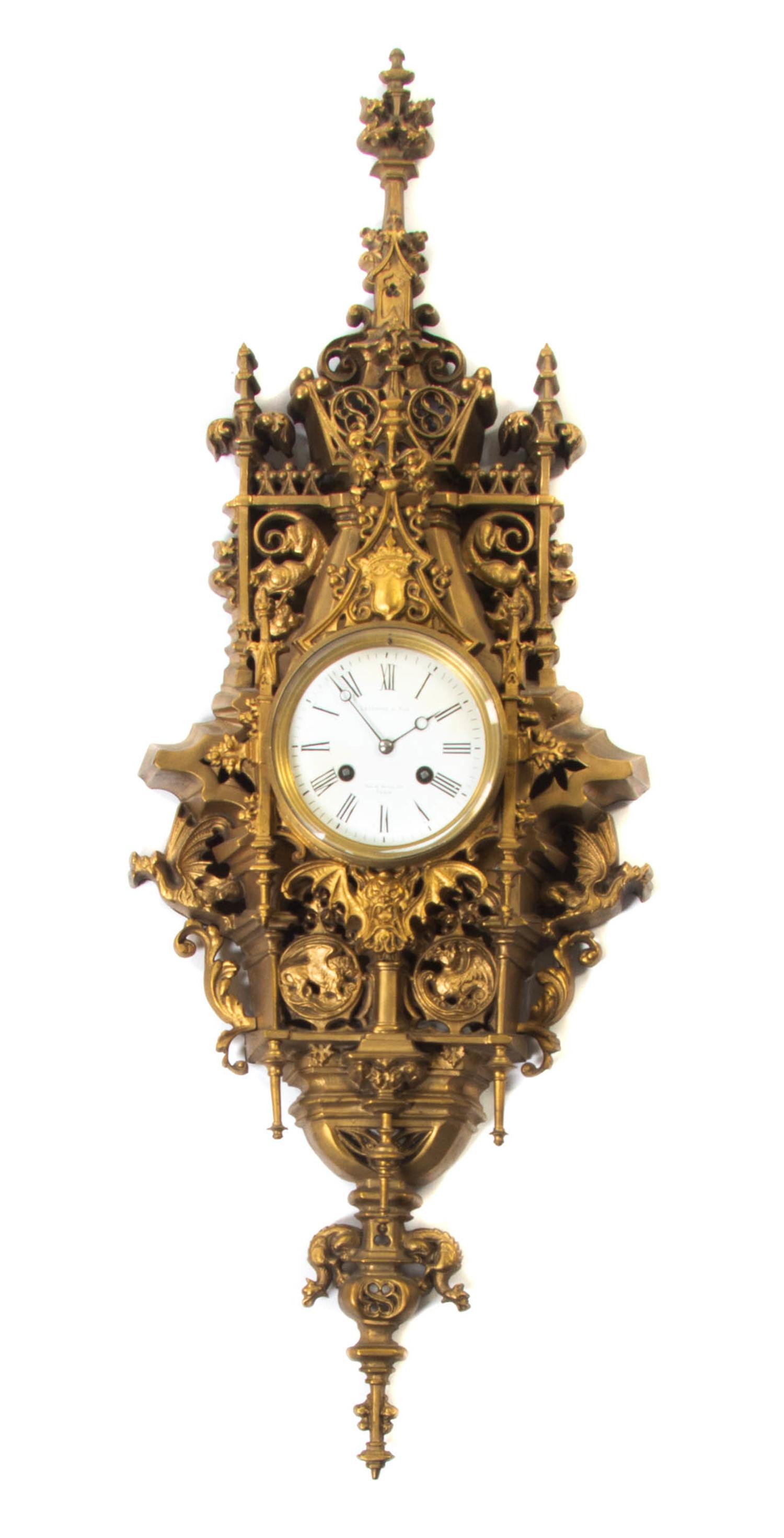 A French Gilt Bronze Cartel Clock, Height 32 inches. — LEFEBVRE & FILS,