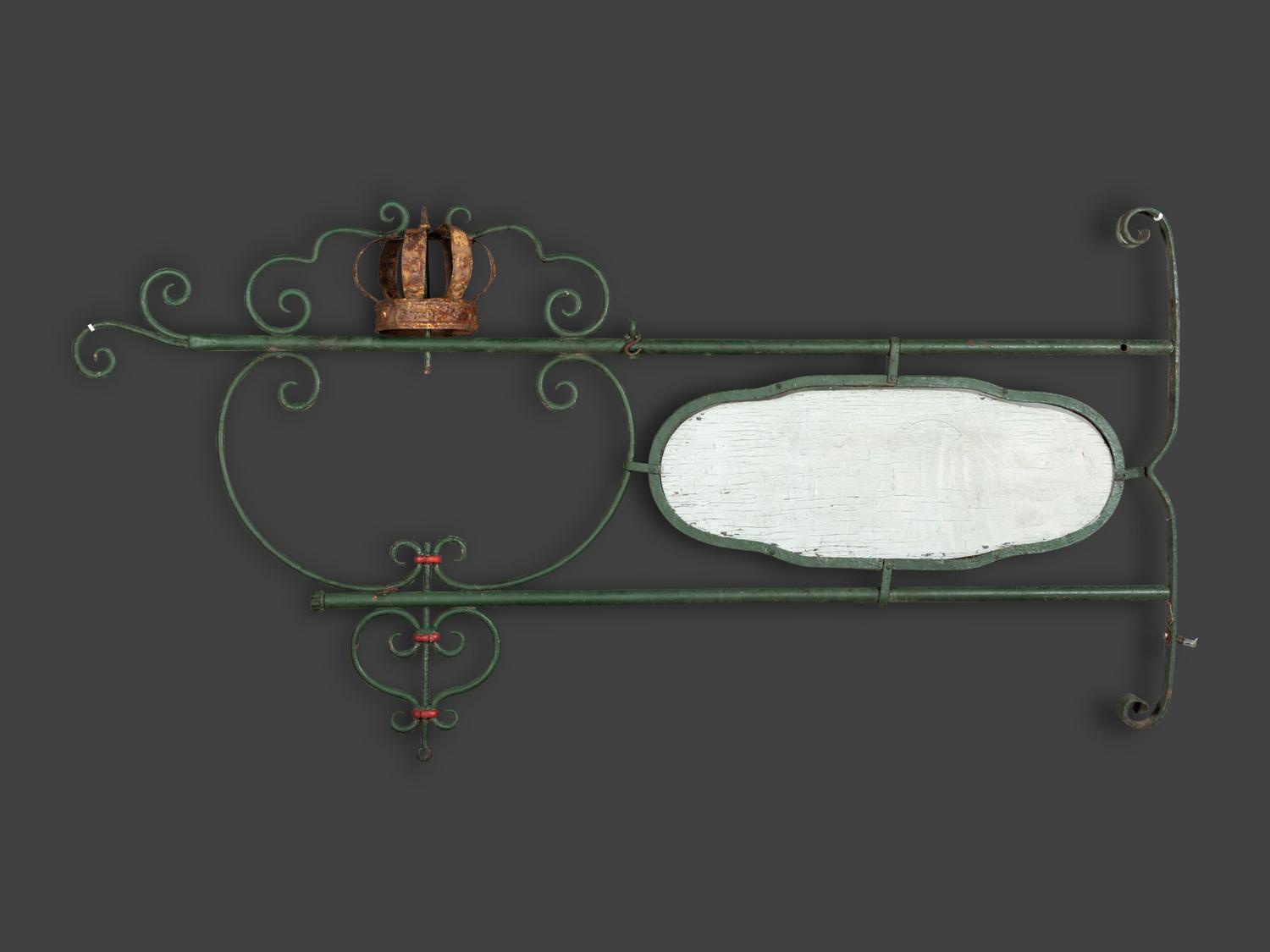 A Painted Wood and Wrought Metal 'Ad Lib' Advertising Sign