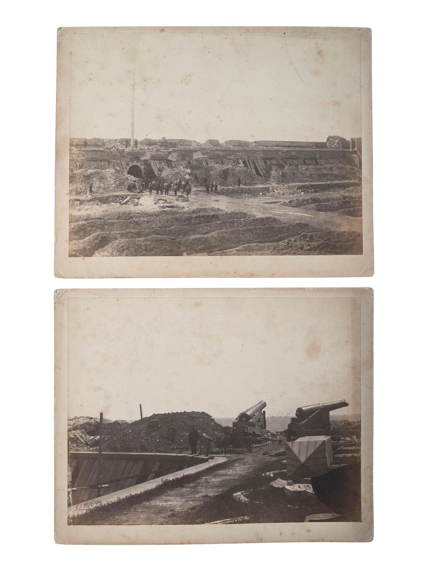 [CIVIL WAR]. HAAS, Philip, Lt., photographer. A group of 7 photographs of Fort Pulaski after the bombardment, inscribed and signed by Major General David Hunter.