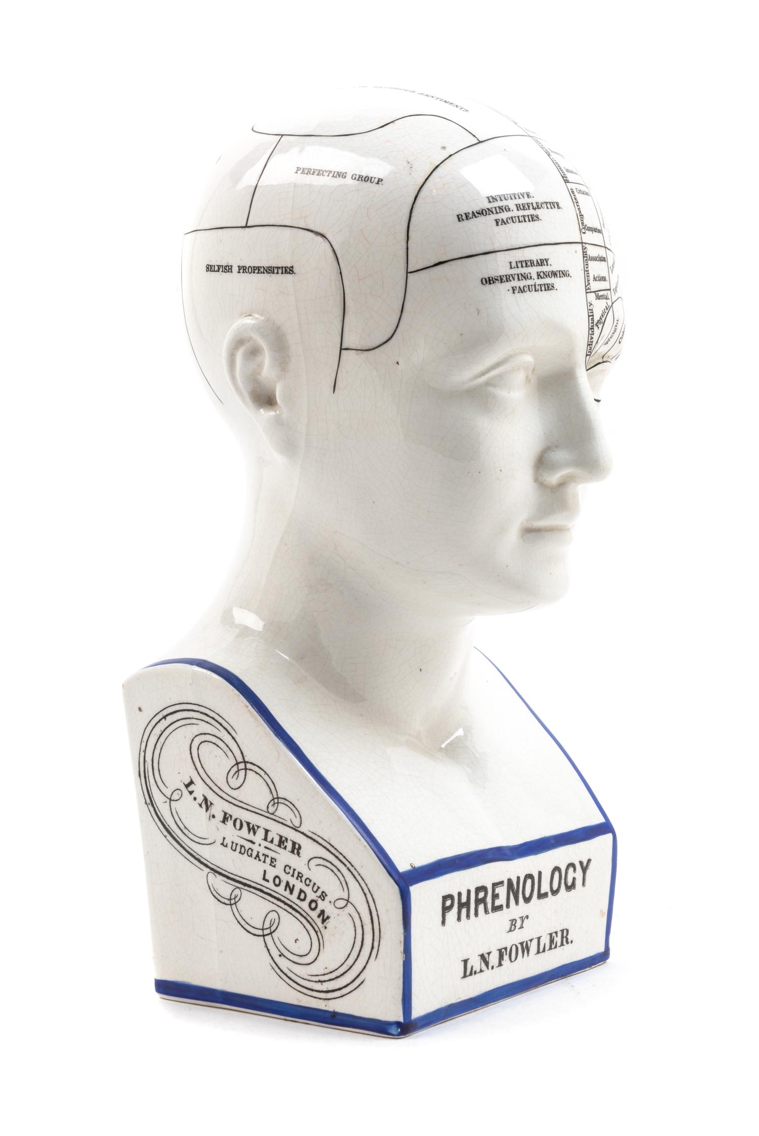 An English Ceramic Phrenology Head Height 13 inches. — L.N. FOWLER, LONDON, LATE 19TH CENTURY