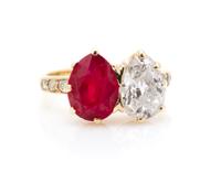 A Fine 18 Karat Yellow Gold, Ruby and Diamond Ring, Tiffany & Co., Circa 1936, 3.50 dwts.