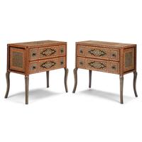A Pair of Moorish Style Marquetry Commodes