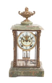 An American Onyx and Gilt Metal Clock Height 16 inches. — ANSONIA & CO., NEW YORK
