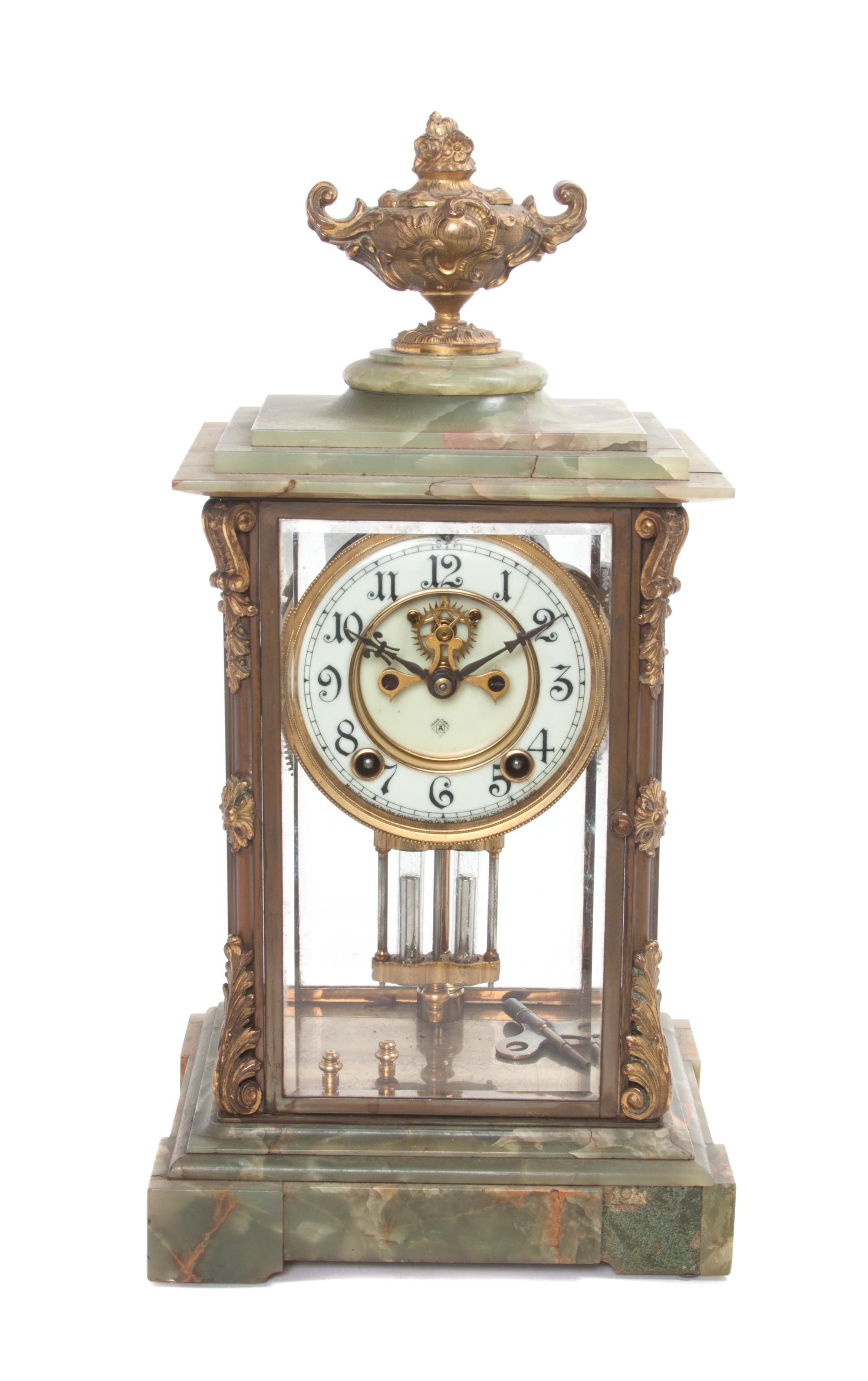 An American Onyx and Gilt Metal Clock Height 16 inches. — ANSONIA & CO., NEW YORK