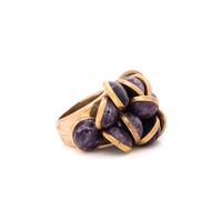 PURPLE HARDSTONE AND YELLOW GOLD RING