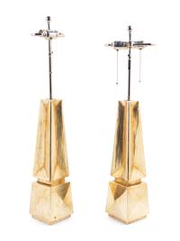Pair of Silvered Table Lamps