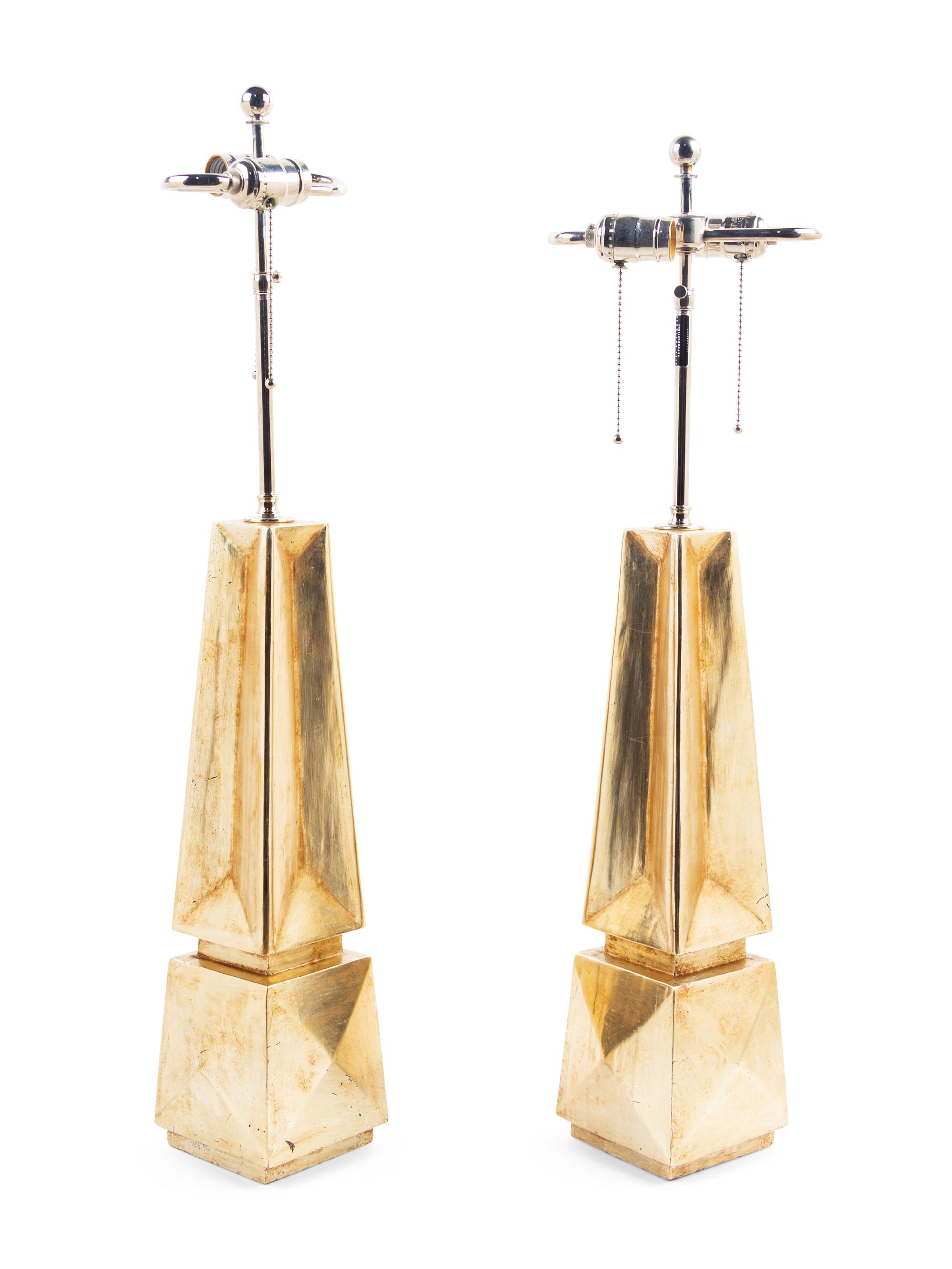 Pair of Silvered Table Lamps