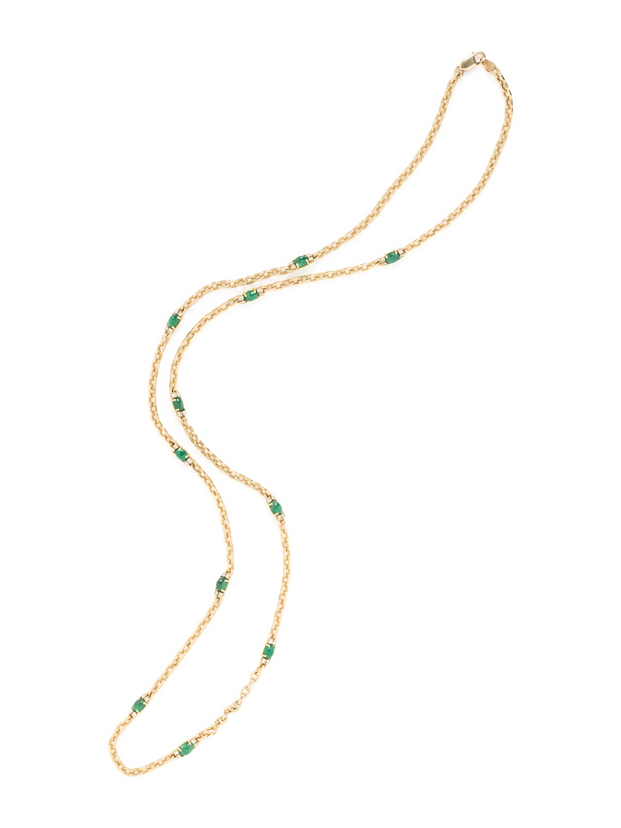 YELLOW GOLD, EMERALD AND DIAMOND NECKLACE