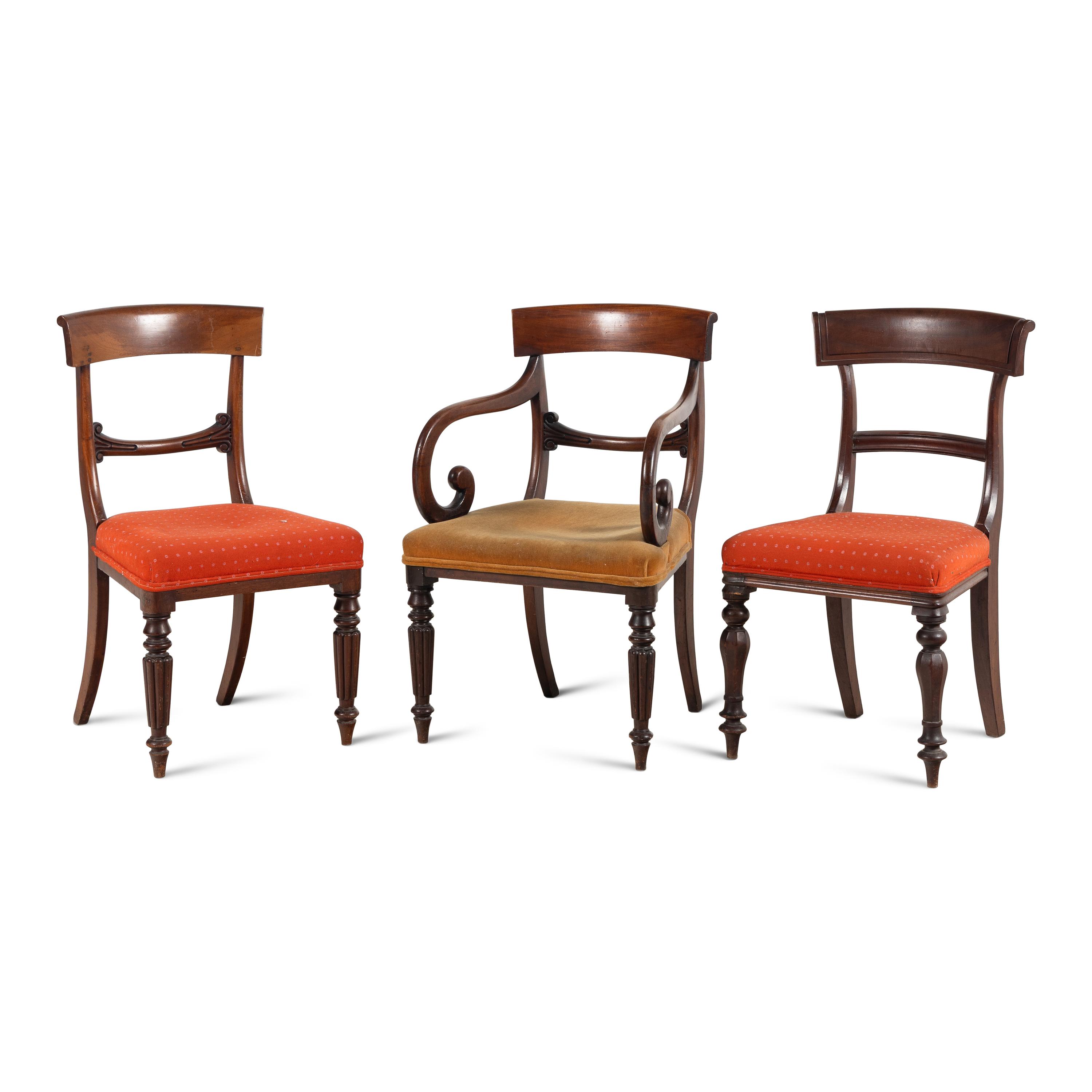 An Assembled Set of Eleven William IV Mahogany Dining Chairs