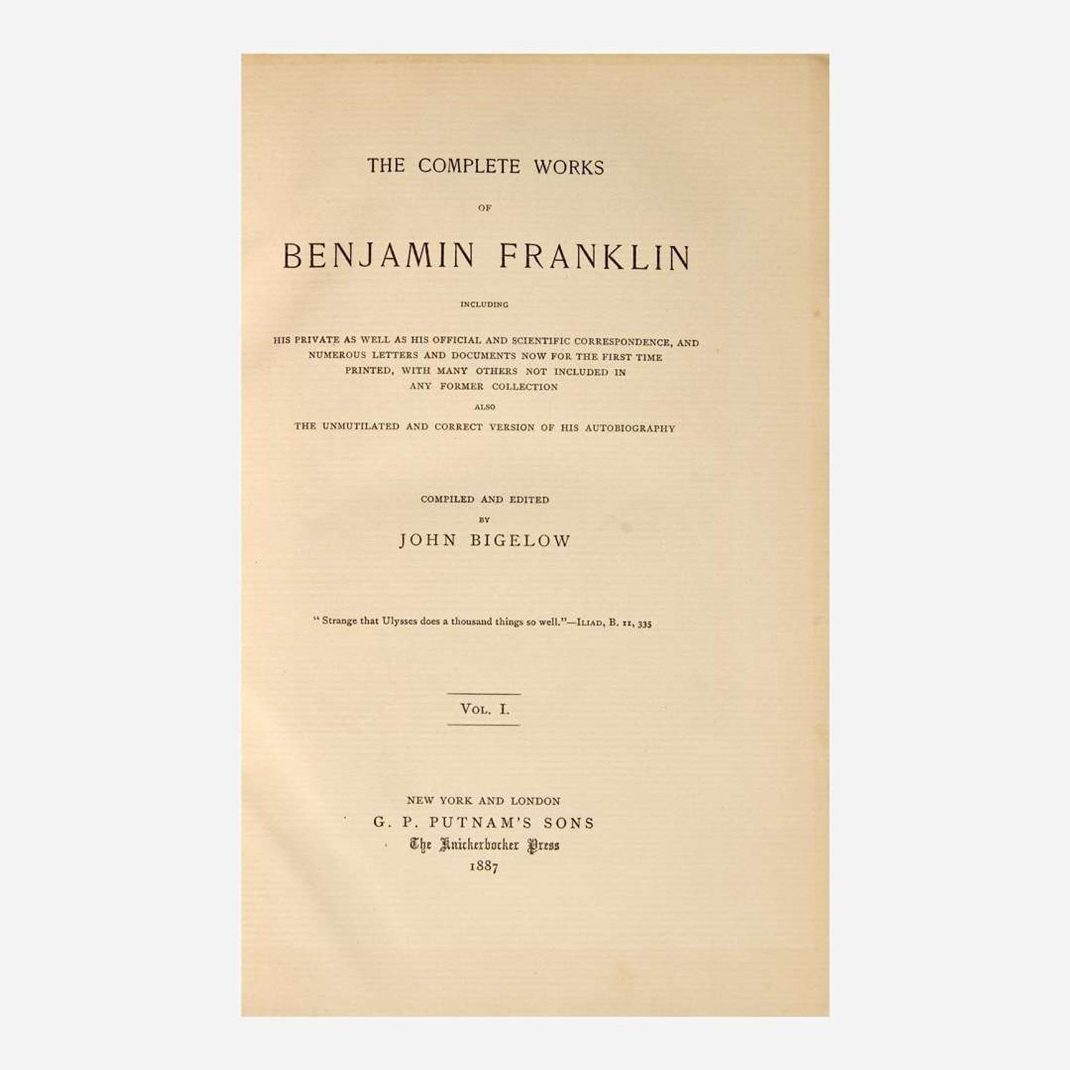 [Americana] [Franklin, Benjamin] The Complete Works of Benjamin Franklin...