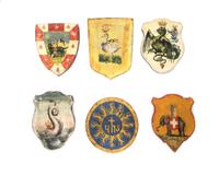 A Set of Six Painted Wood Plaques Height of tallest 5 5/8 inches. — 19TH CENTURY
