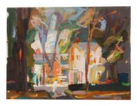 Two works: Harbor scene and Village scene