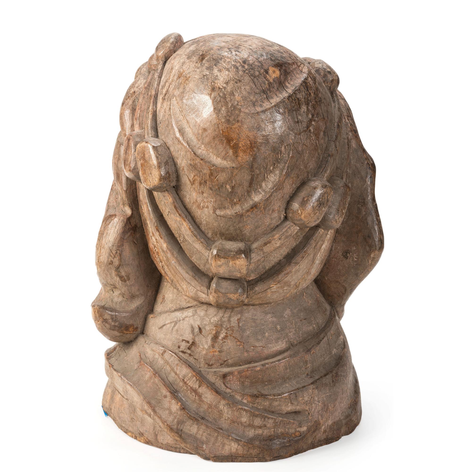 A Large Carved Wood Bust of a Sailor or Dock Worker