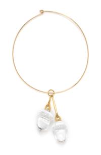 A 14k Yellow Gold and Crystal Acorn Motif Necklace, Steuben, 52.60 dwts.