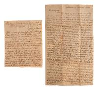 [WAR OF 1812]. A group of two letters both describing the arrest of the author by American troops on suspicion of being a British spy and the Battle of Plattsburgh.
