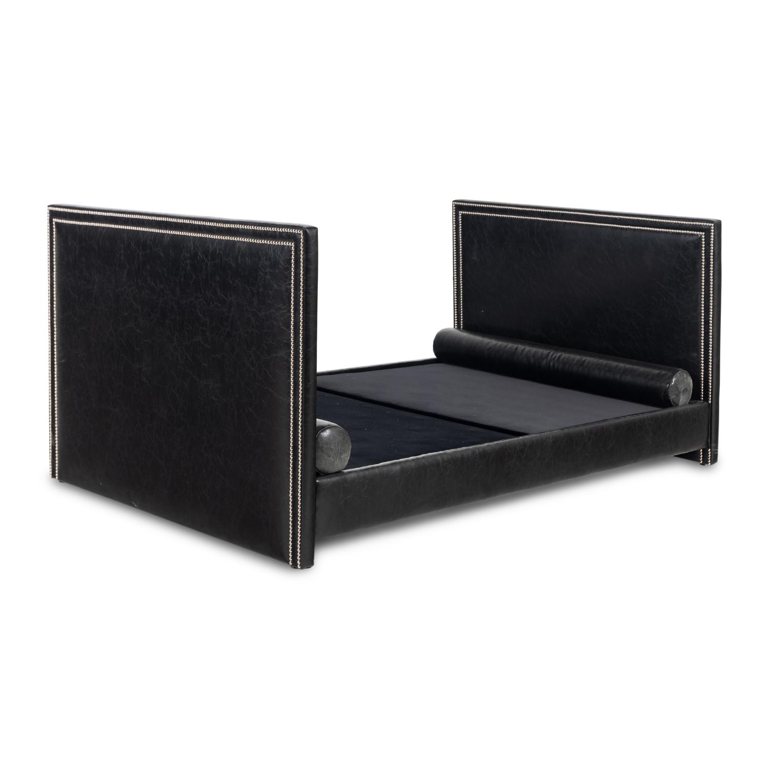 A Custom Faux Leather Upholstered Daybed