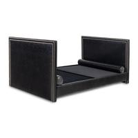 A Custom Faux Leather Upholstered Daybed