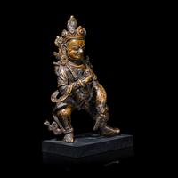 A Nepalese Copper Alloy Figure of Black Jambhala, 16th/17th Century 十六/十七世紀 尼泊爾銅財神