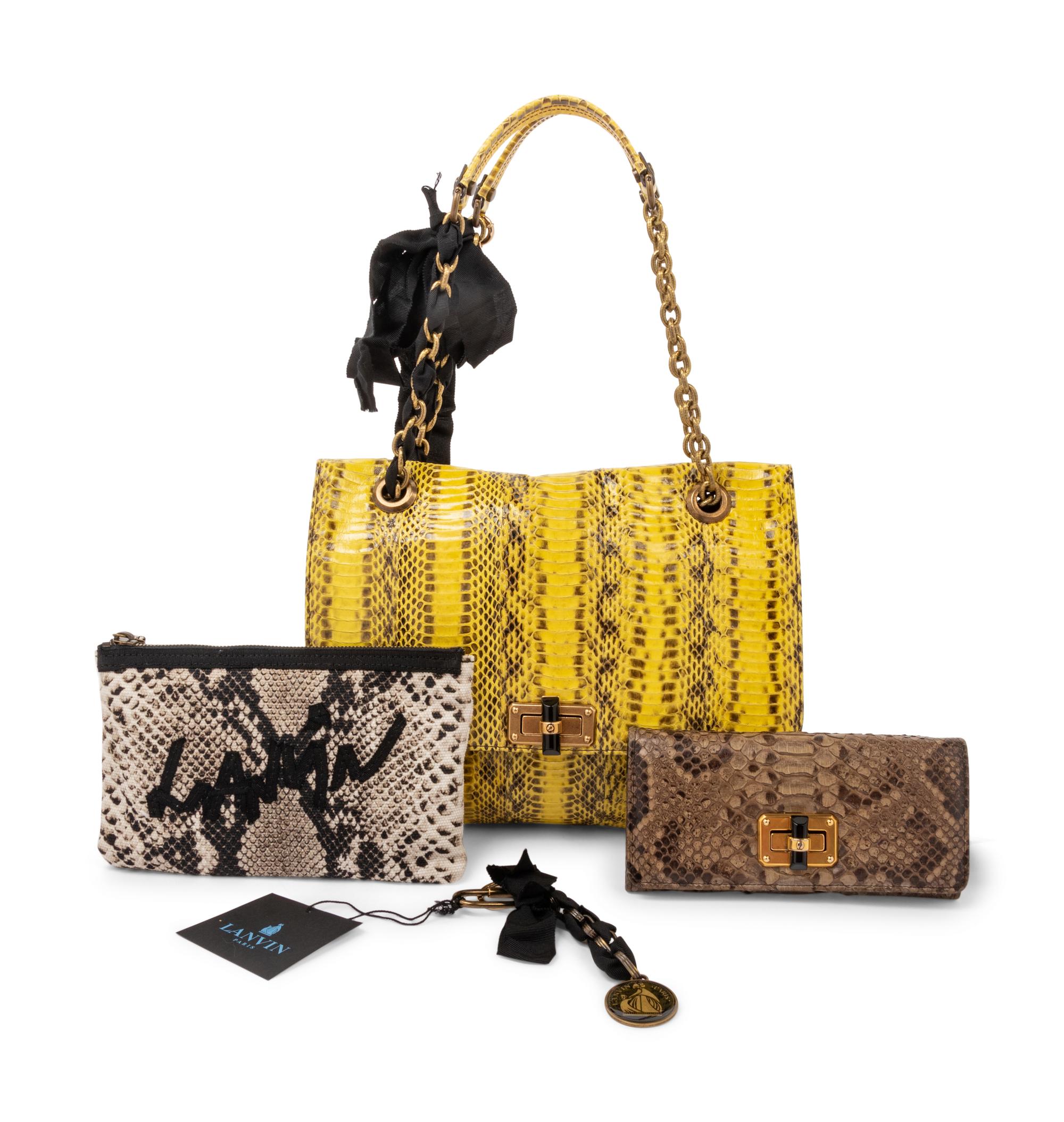 Four Lanvin Items: One Python Bag, One Python Wallet, One Zip Pouch & Keychain, 2010s
