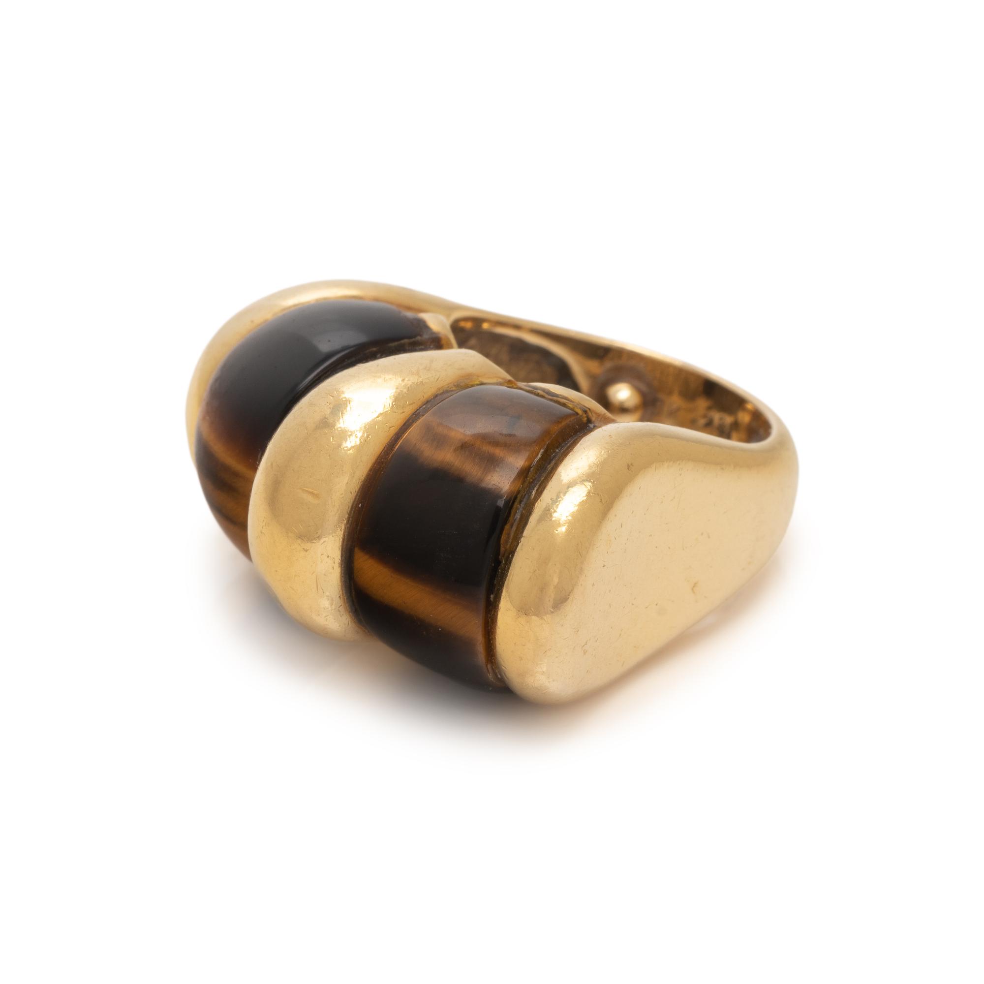 YELLOW GOLD AND TIGER'S EYE RING