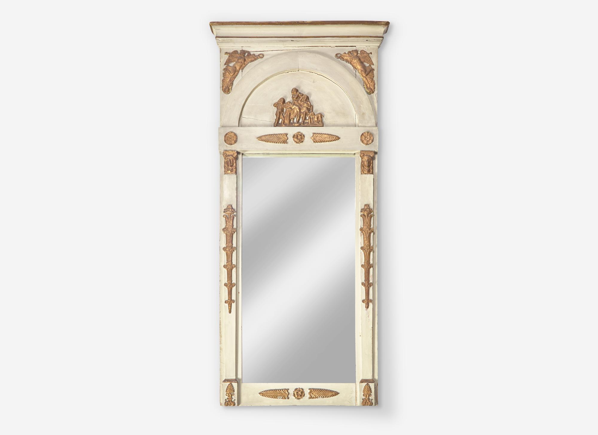 An Empire Parcel Gilt and Cream Painted Pier Mirror
