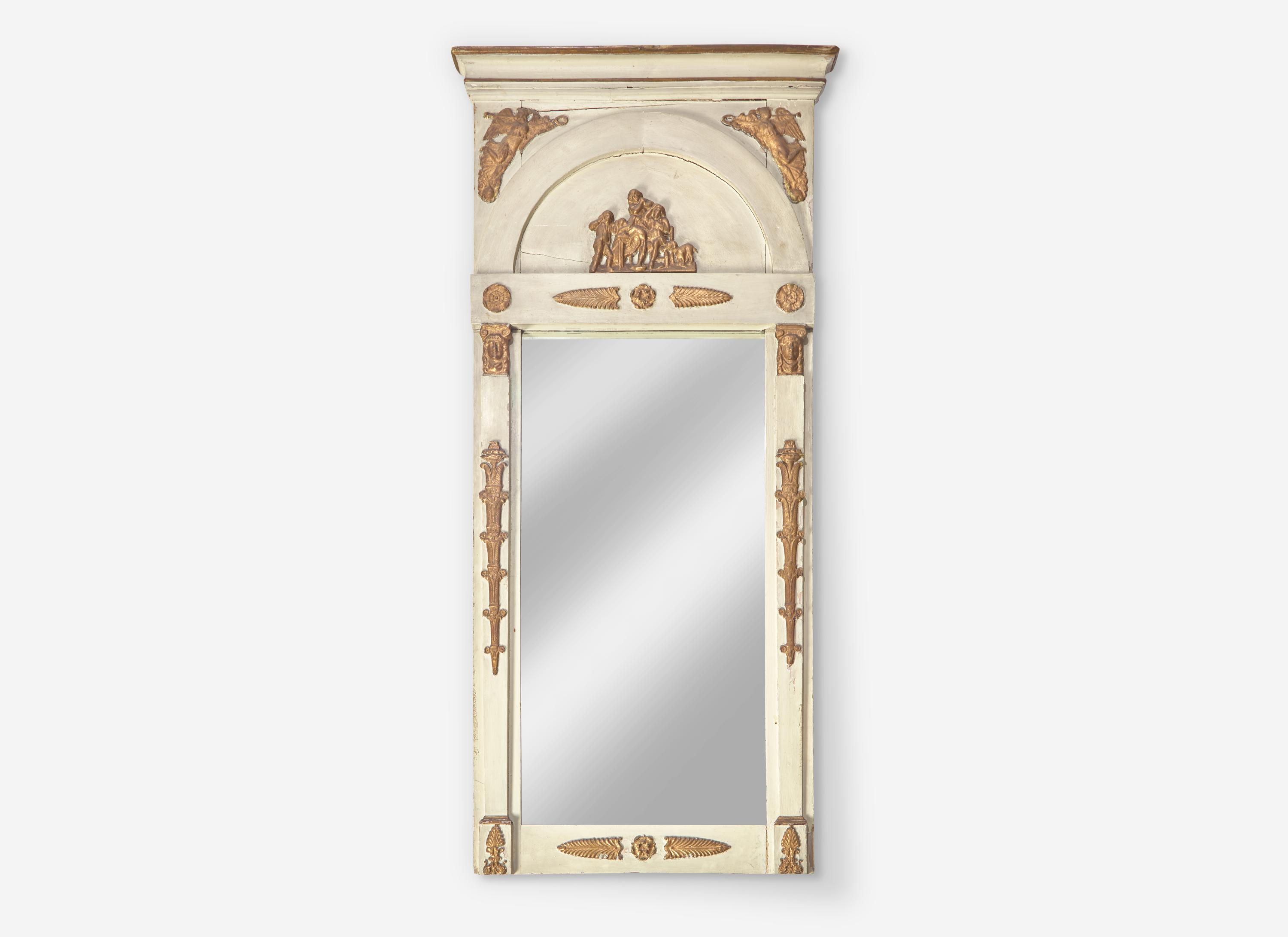 An Empire Parcel Gilt and Cream Painted Pier Mirror