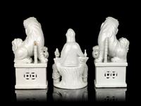 Three Chinese Blanc-de-Chine Porcelain Figures