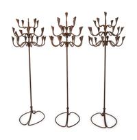 Three Wrought Iron Calla Lily Design 21-Light Torcheres — 20TH CENTURY