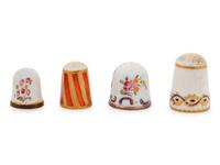 Four English Painted Porcelain Thimbles