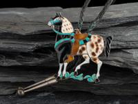 Zuni Mosaic Inlay Equestrian Bolo Tie