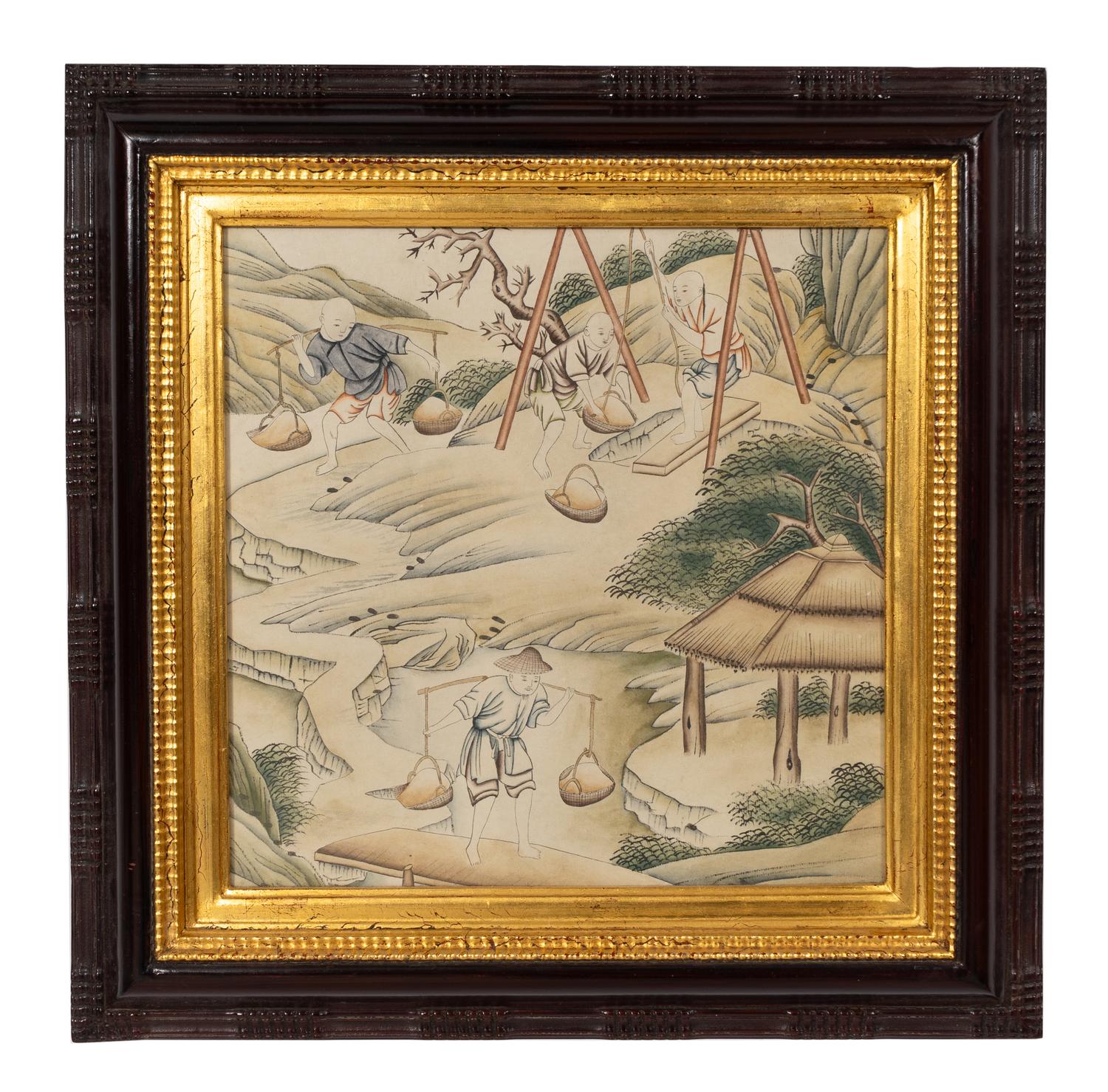 A Set of Four Chinese Export Watercolor Paintings