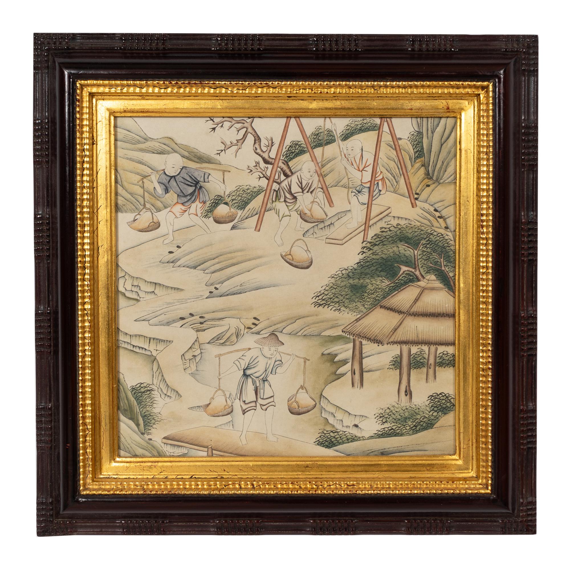 A Set of Four Chinese Export Watercolor Paintings