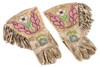 Pair of Plateau Area Beaded Gauntlets Length 13 1/2 x width 7 3/4 inches — Early 20th Century