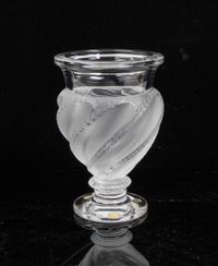 A Lalique Frosted Glass Vase Height 6 inches.