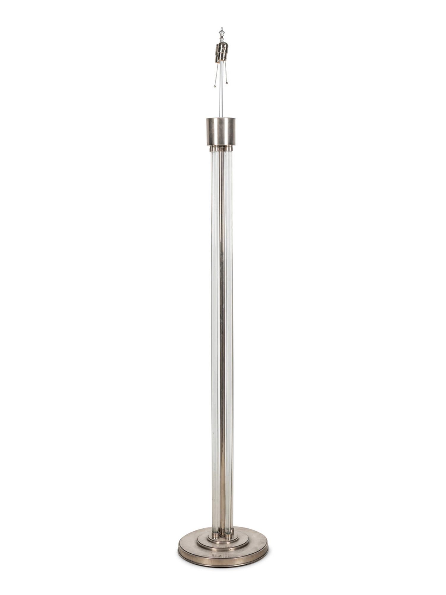 A French Nickeled Bronze and Lucite Floor Lamp