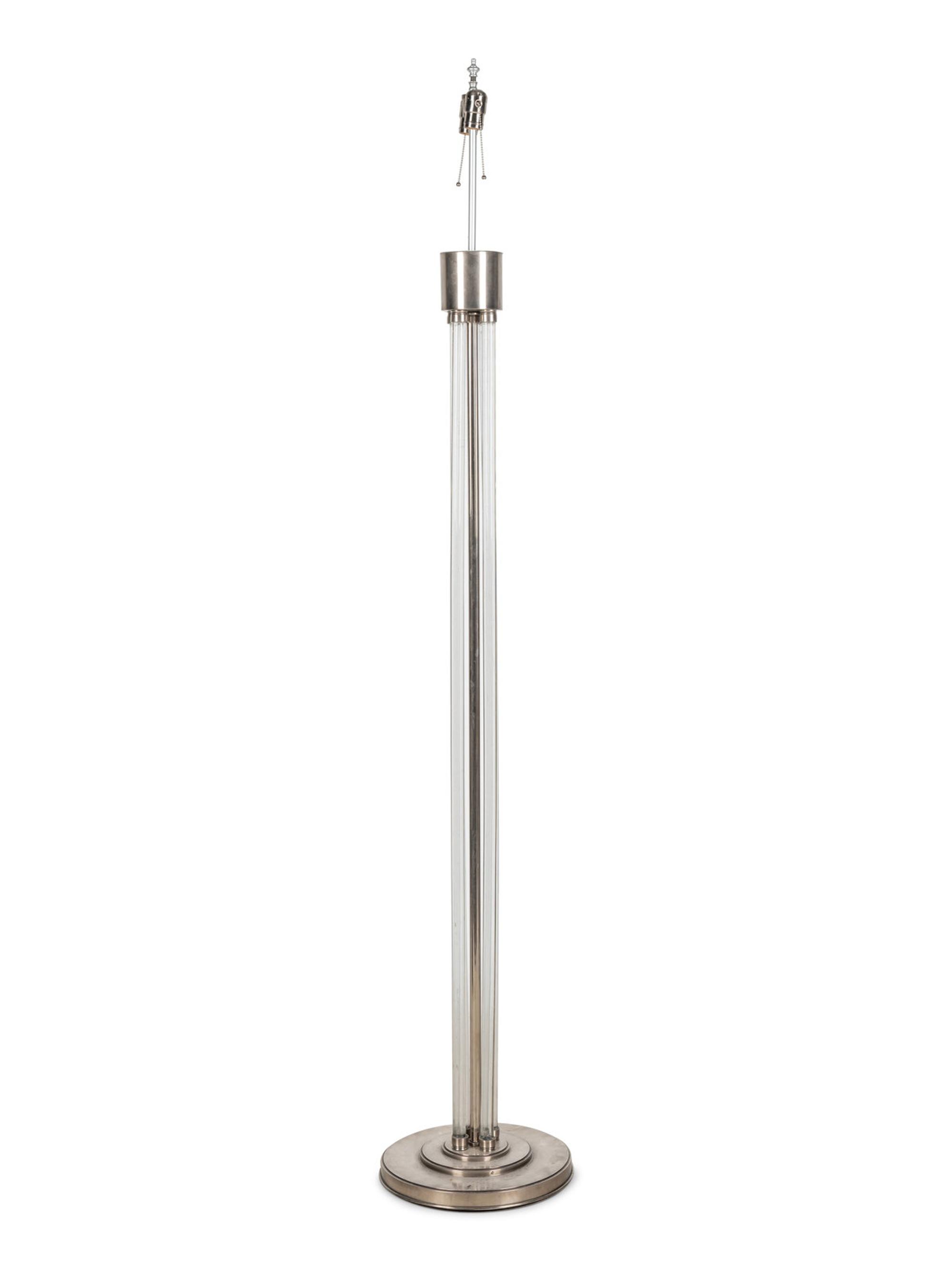 A French Nickeled Bronze and Lucite Floor Lamp