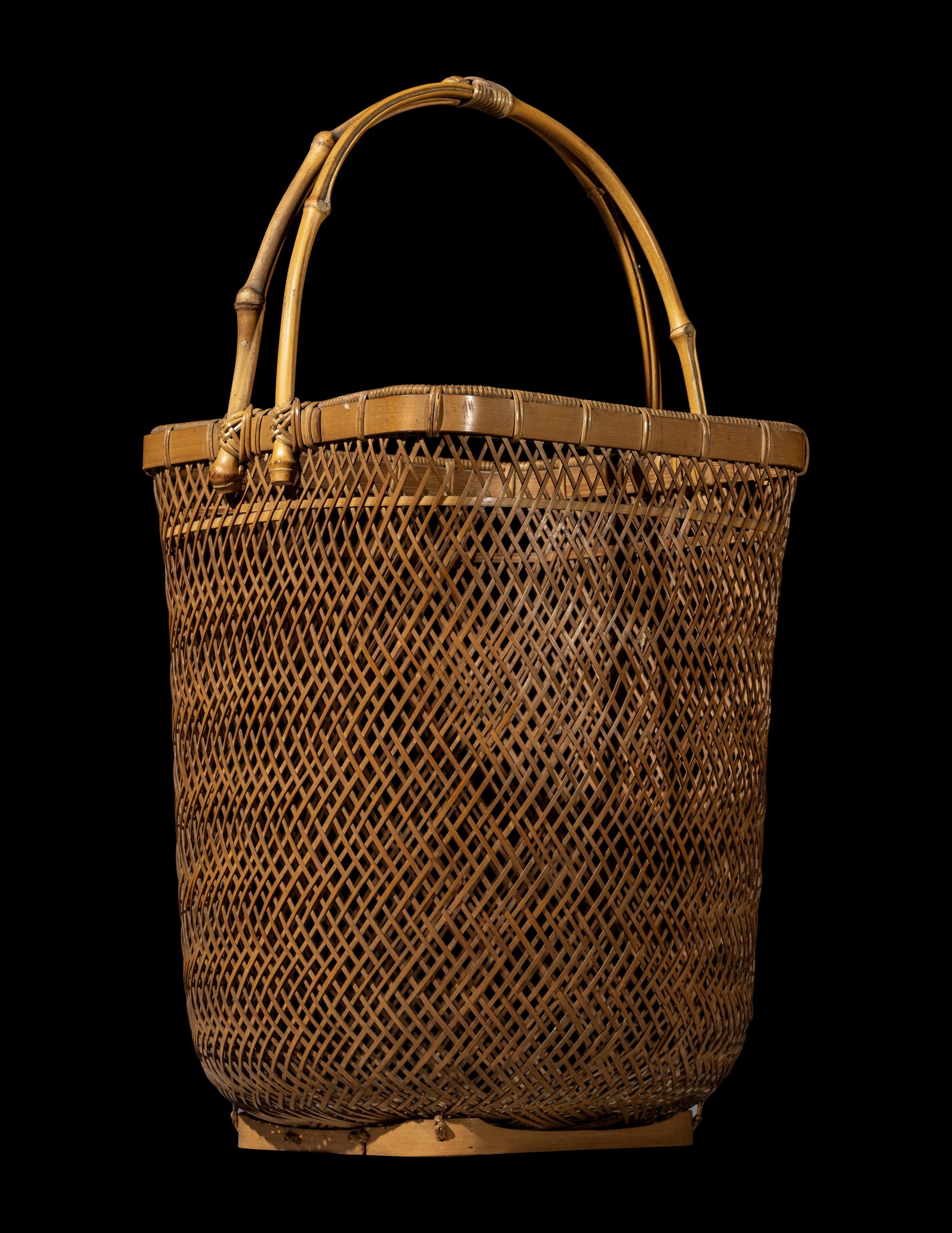 A Japanese Ikebana Bamboo Basket