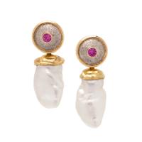 RICHARD KIMBALL, PINK SAPPHIRE AND CULTURED PEARL CONVERTIBLE EARRINGS