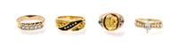 A Collection of 14 Karat Yellow Gold, Diamond and Blue Topaz Rings, 22.60 dwts.
