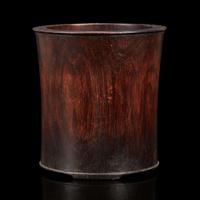 A Chinese hardwood brush pot