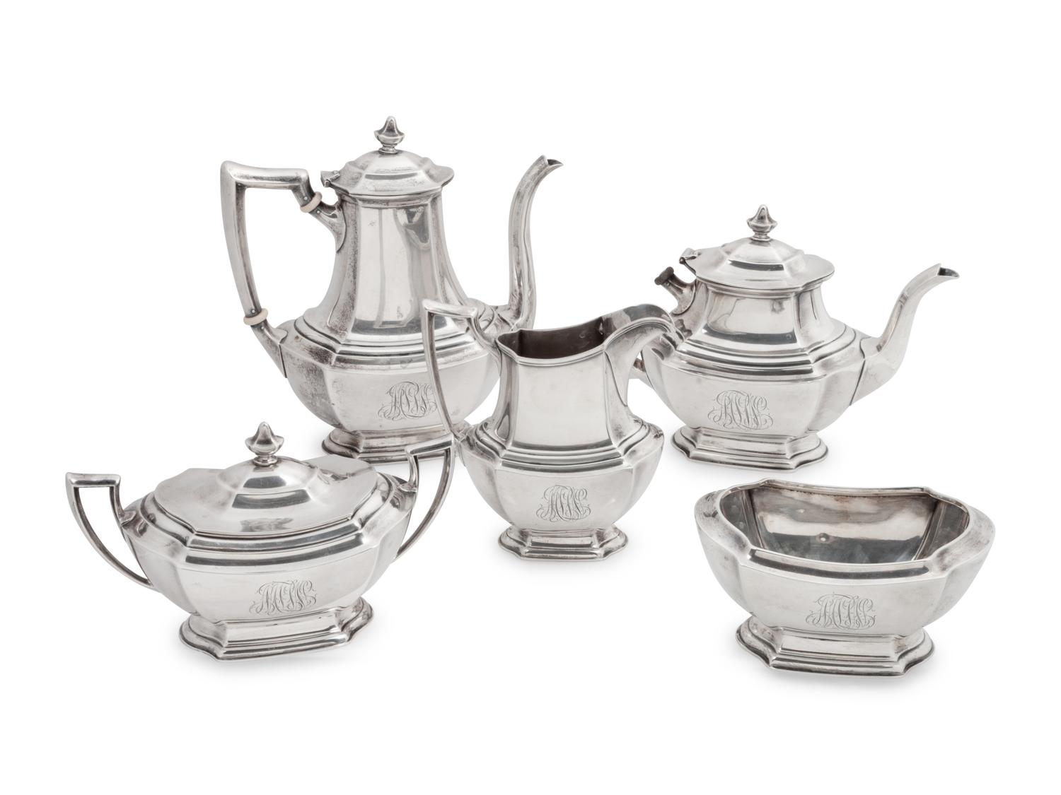An American Five Piece Silver Tea and Coffee Service