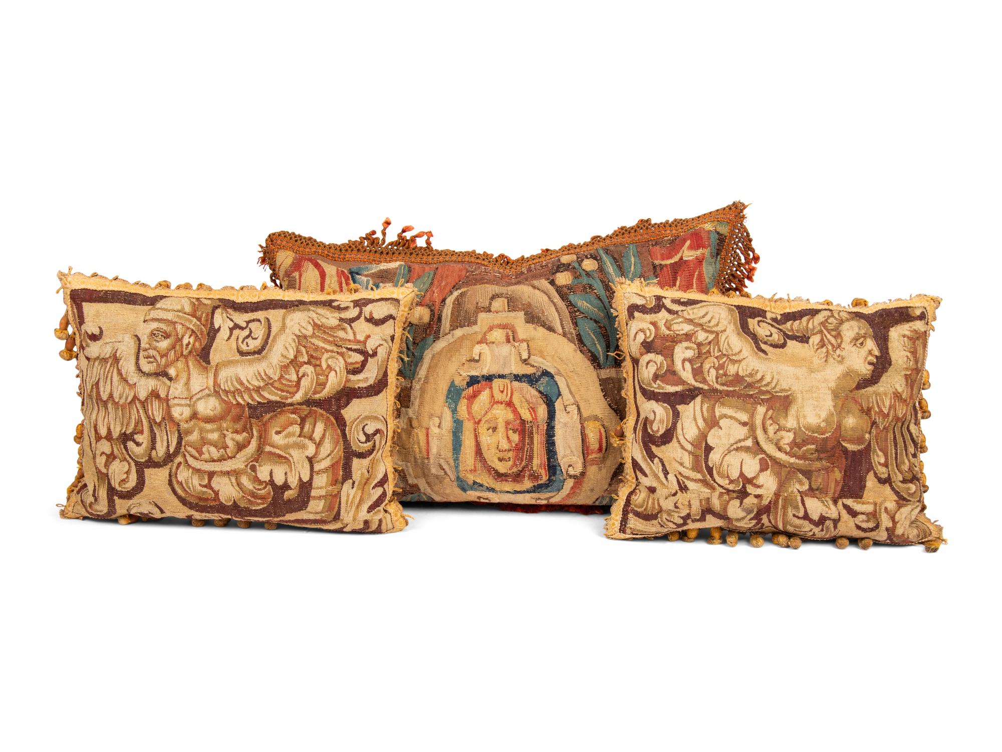 Three Continental Tapestry Throw Pillows