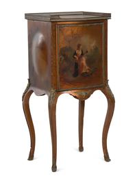 A Louis XV Style Vernis Martin Onyx-Top Music Cabinet