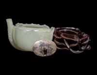 A Chinese Celadon Jade 'Lotus' Water Dropper
